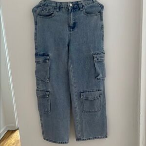 SHEIN Blue Relaxed Fit Jeans with Cargo Style